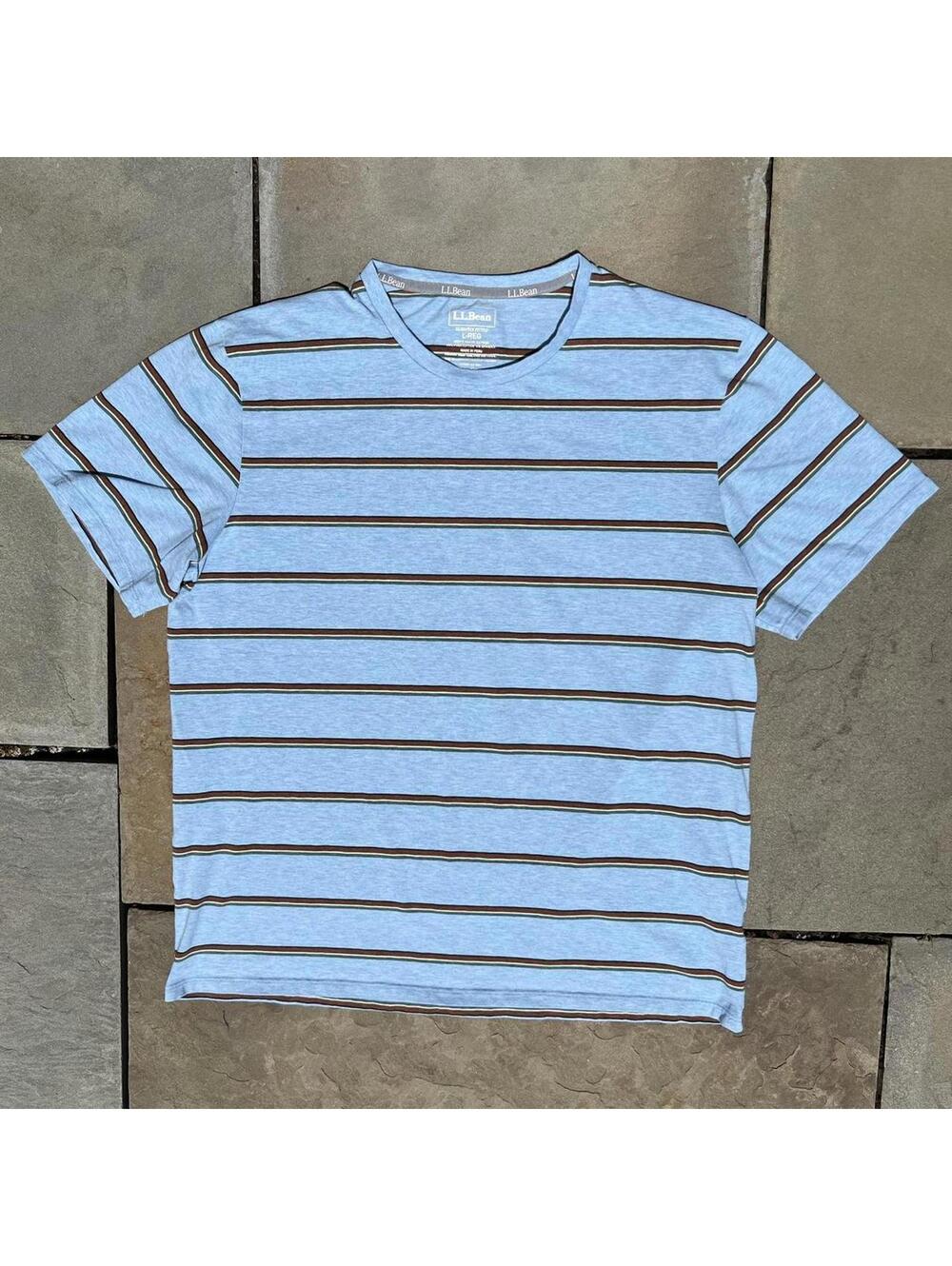 Light Blue Heather Varied Stripe Pima Cotton T-shirt
